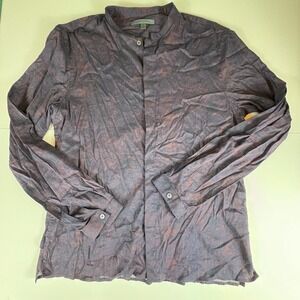 John Varvatos Men's Shirt‎ Long Sleeve Grandad Collar Patterned Casual Top M